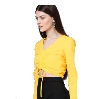 Flat 65% Off on ORCHID BLUES V-neck Full Sleeves Crop Top